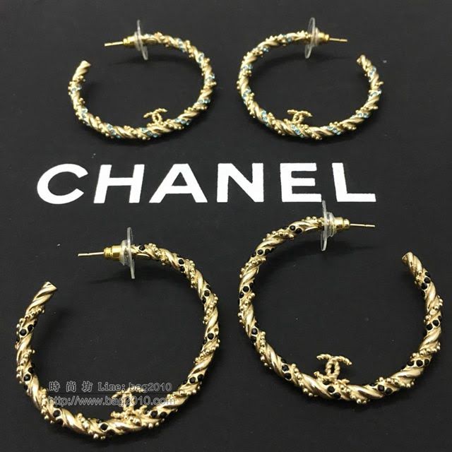 chanel耳環 專櫃最新款 爆款香奈兒耳環 黑藍兩色  gzsc1285